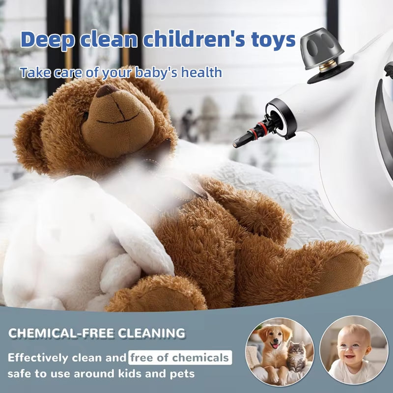 Handheld Steam Cleaner - 1500W High Temperature Pressurized Steamer with 9 Attachments for Kitchen, Bathroom, Floors