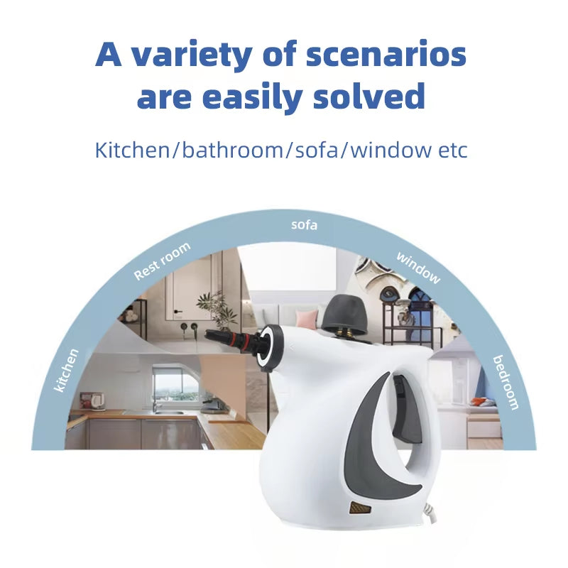 Handheld Steam Cleaner - 1500W High Temperature Pressurized Steamer with 9 Attachments for Kitchen, Bathroom, Floors