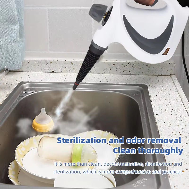 Handheld Steam Cleaner - 1500W High Temperature Pressurized Steamer with 9 Attachments for Kitchen, Bathroom, Floors